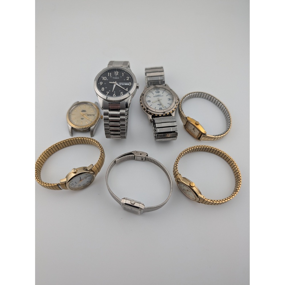 7 Watch Lot Timex Pulsar Not Working For Repair Parts Indiglo Day Date